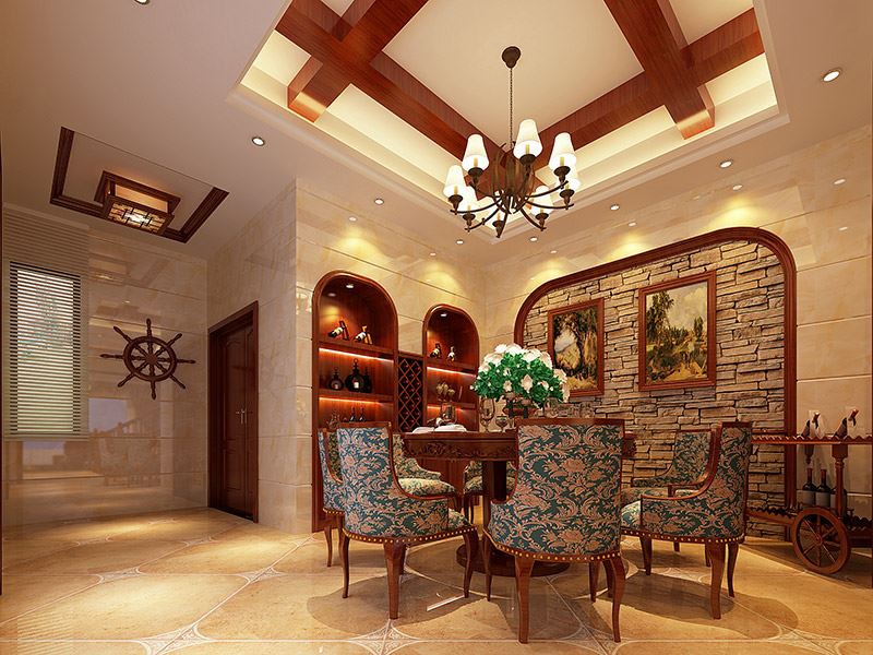 河源市新河灣美式風(fēng)格四居室裝修案例