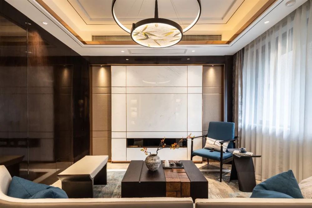 惠州市緣水岸新中式風格三居室裝修案例