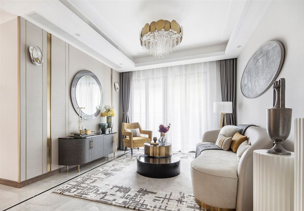 江門市江海怡景灣輕奢風格三居室裝修案例