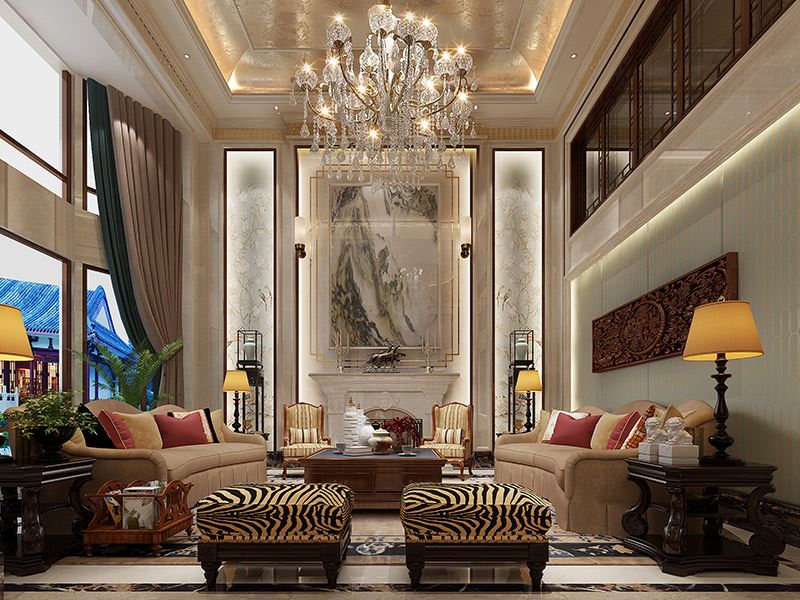 泰州市碧波苑新中式風(fēng)格別墅裝修案例