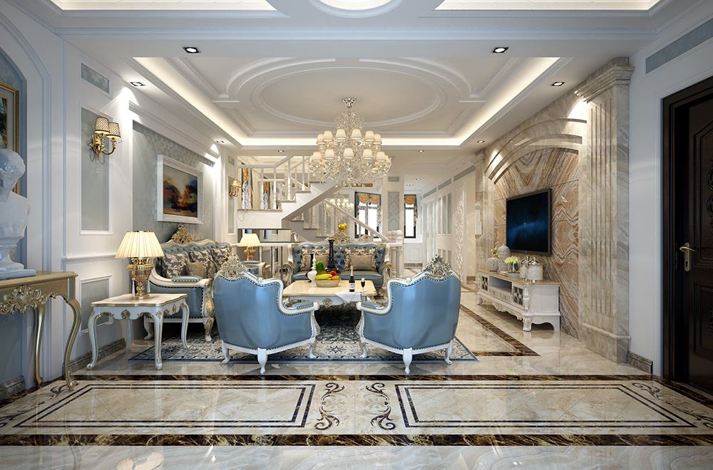 青島市城建竹韻山色歐式風格復式裝修案例