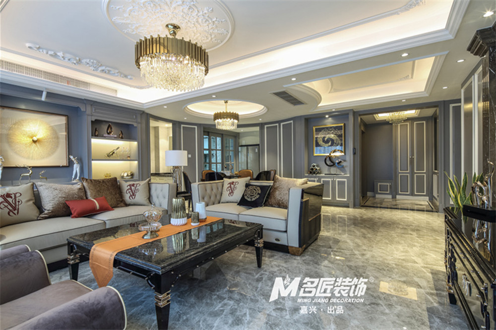 嘉興市海倫堡氿月灣輕奢風格三居室裝修案例