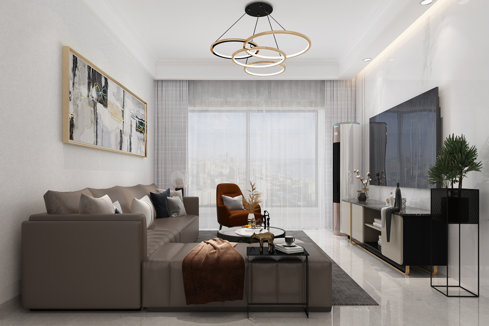 惠州市華基江山現代簡約風格三居室裝修案例