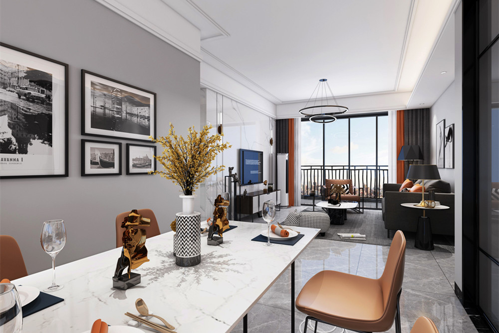 中山市板芙醫院職工宿舍樓輕奢風格三居室裝修案例