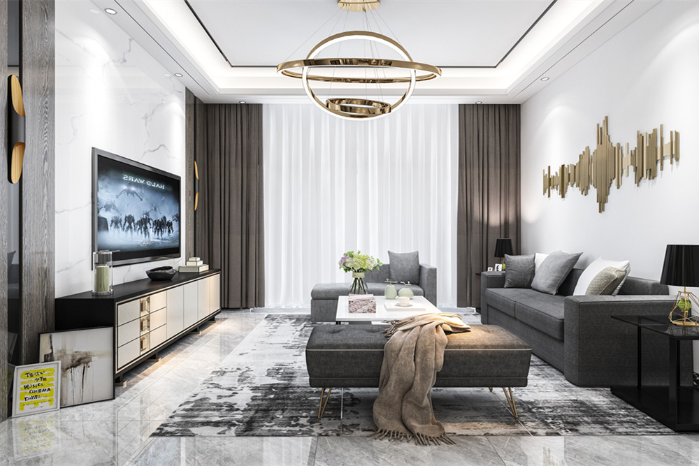 中山市德勝花園輕奢風格三居室裝修案例