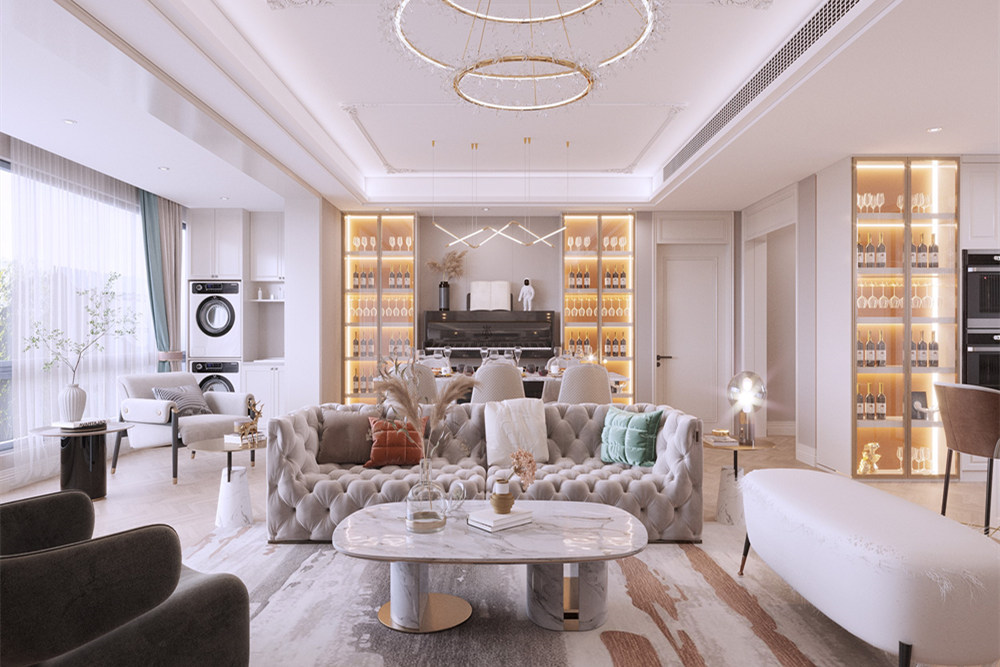 連云港市秀逸蘇杭東苑輕奢風(fēng)格三居室裝修案例