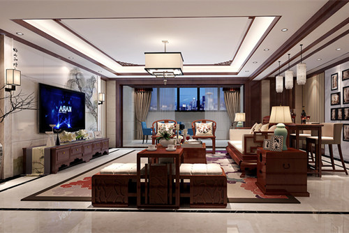 玉林市博白碧桂園新中式風格四居室裝修案例