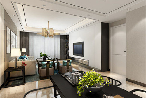 中山市豪園小區新中式風格四居室裝修案例