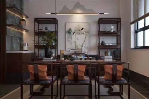 珠海市實地紫藤公館新中式風格別墅裝修案例