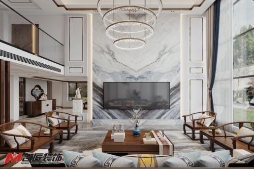 陽江市春江花園新中式風格四居室裝修案例